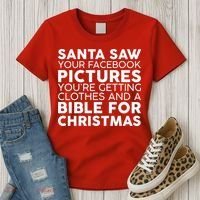 Santa Saw Your Facebook Pictures Christmas Women's T-Shirt thumb 3