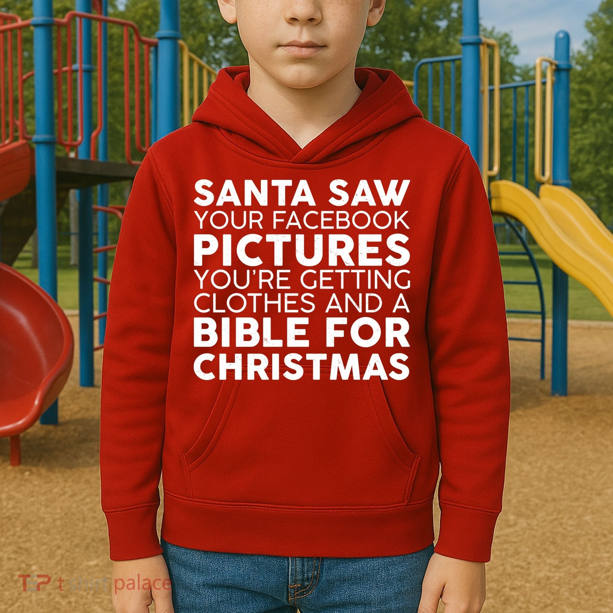 Santa Saw Your Facebook Pictures Christmas Kids Hoodie