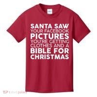 Santa Saw Your Facebook Pictures Christmas Kids T-Shirt thumb 0
