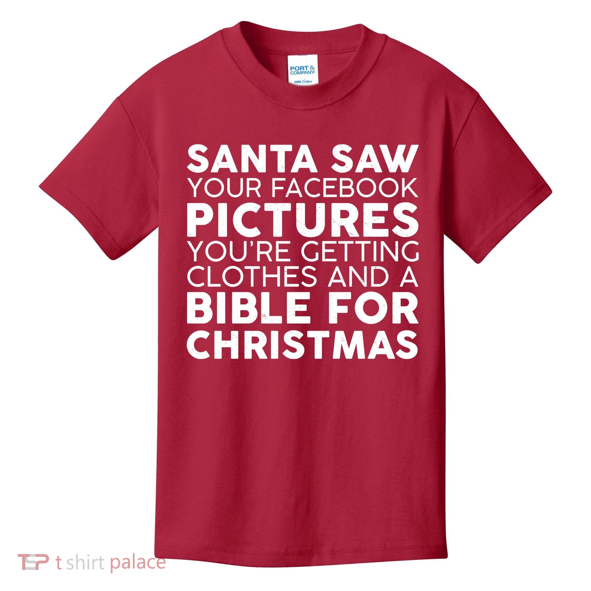 Santa Saw Your Facebook Pictures Christmas Kids T-Shirt