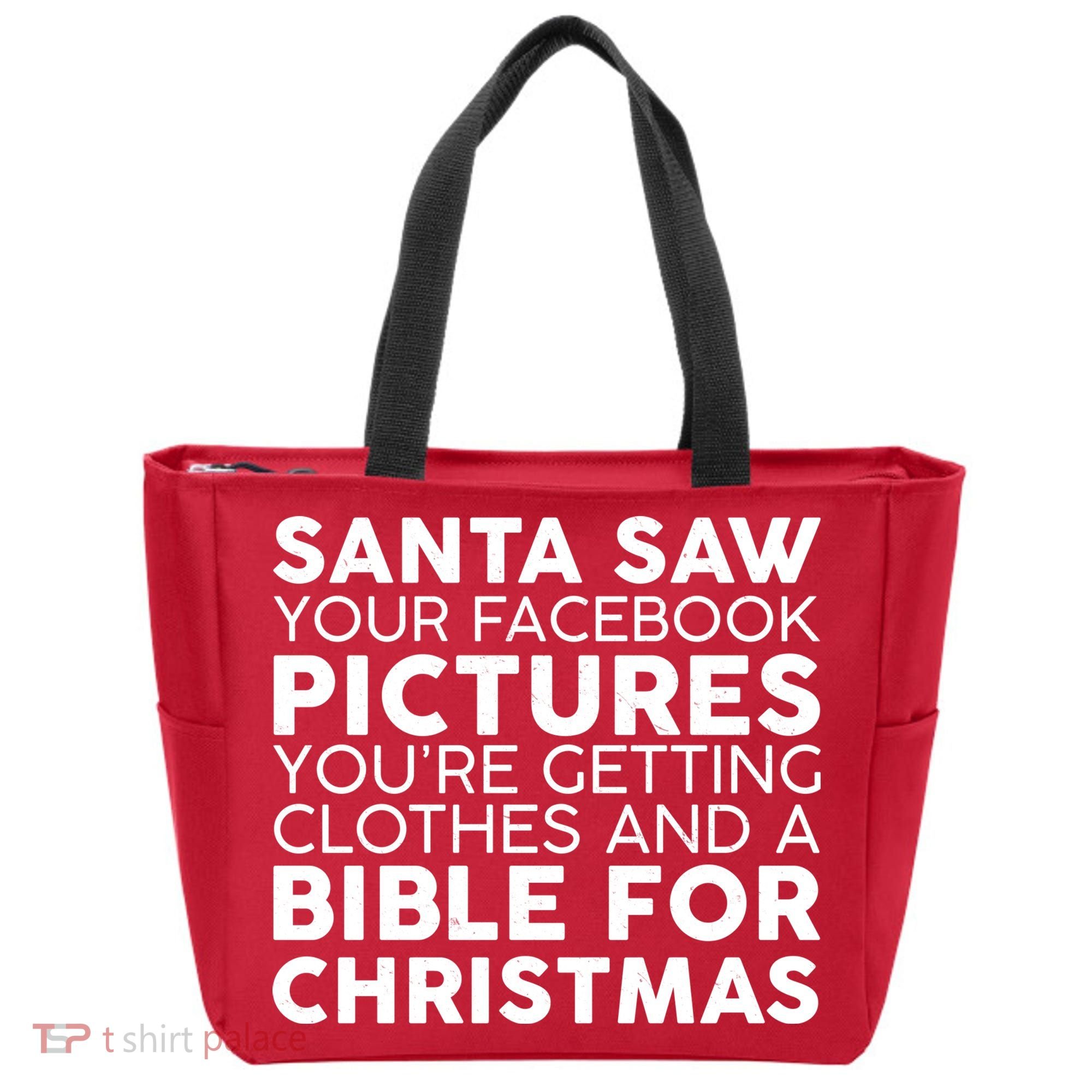 Santa Saw Your Facebook Pictures Christmas Tote Bag