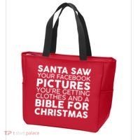 Santa Saw Your Facebook Pictures Christmas Tote Bag thumb 3