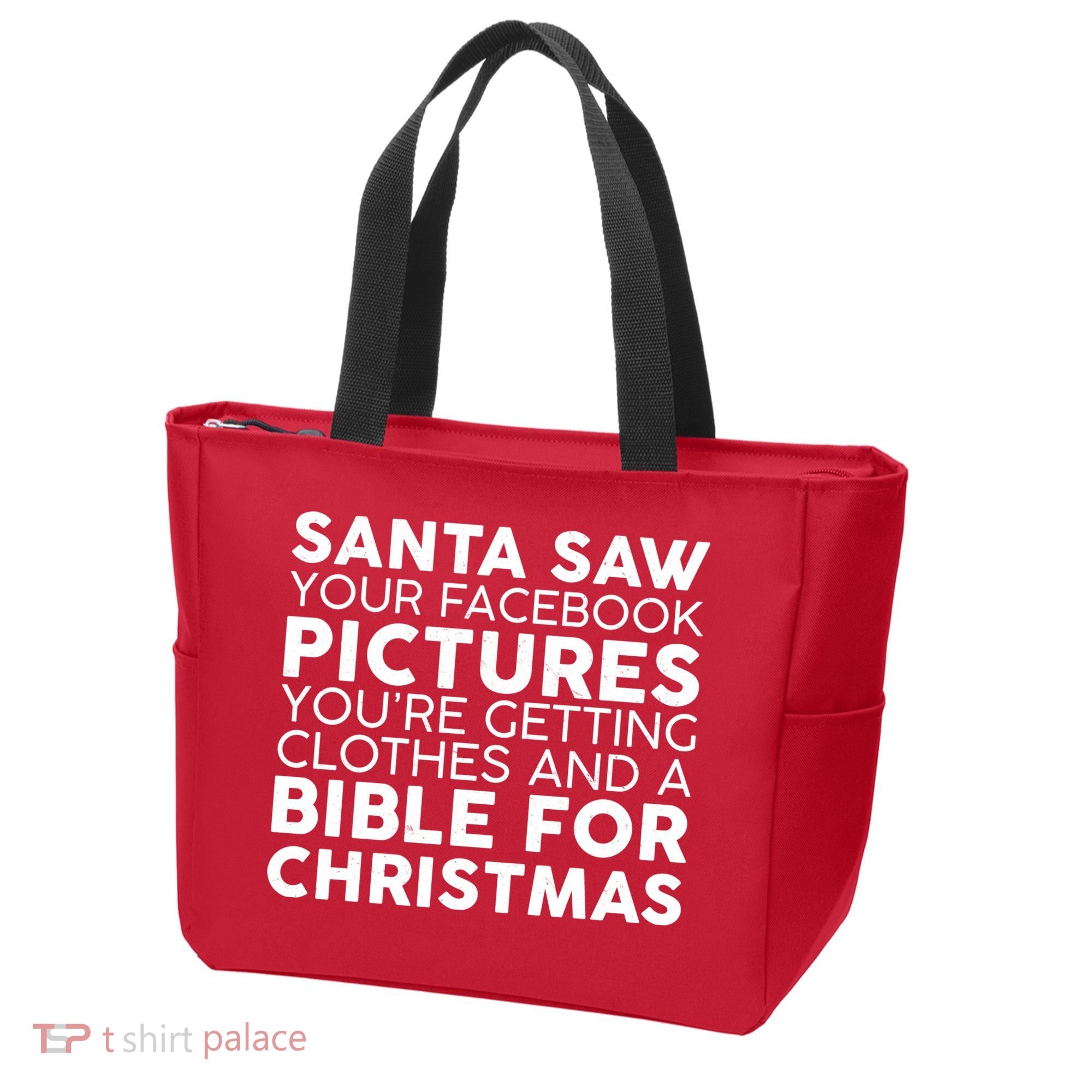Santa Saw Your Facebook Pictures Christmas Tote Bag