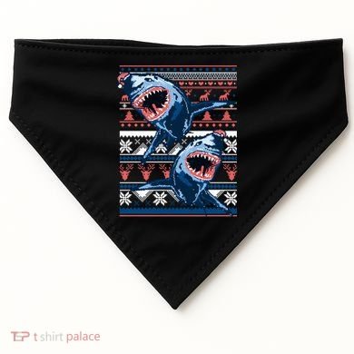 Santa Shark Ugly Christmas Sweater USA-Made Doggie Bandana