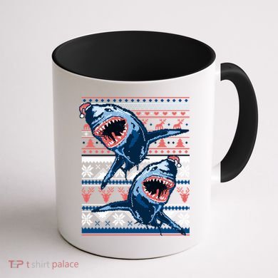 Santa Shark Ugly Christmas Sweater Coffee Mug back