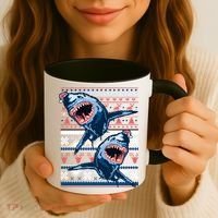 Santa Shark Ugly Christmas Sweater Coffee Mug thumb 3