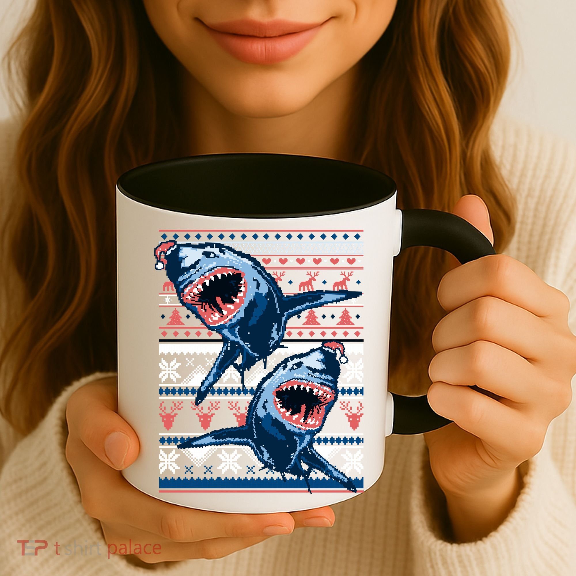 Santa Shark Ugly Christmas Sweater Coffee Mug