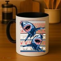 Santa Shark Ugly Christmas Sweater Coffee Mug thumb 4
