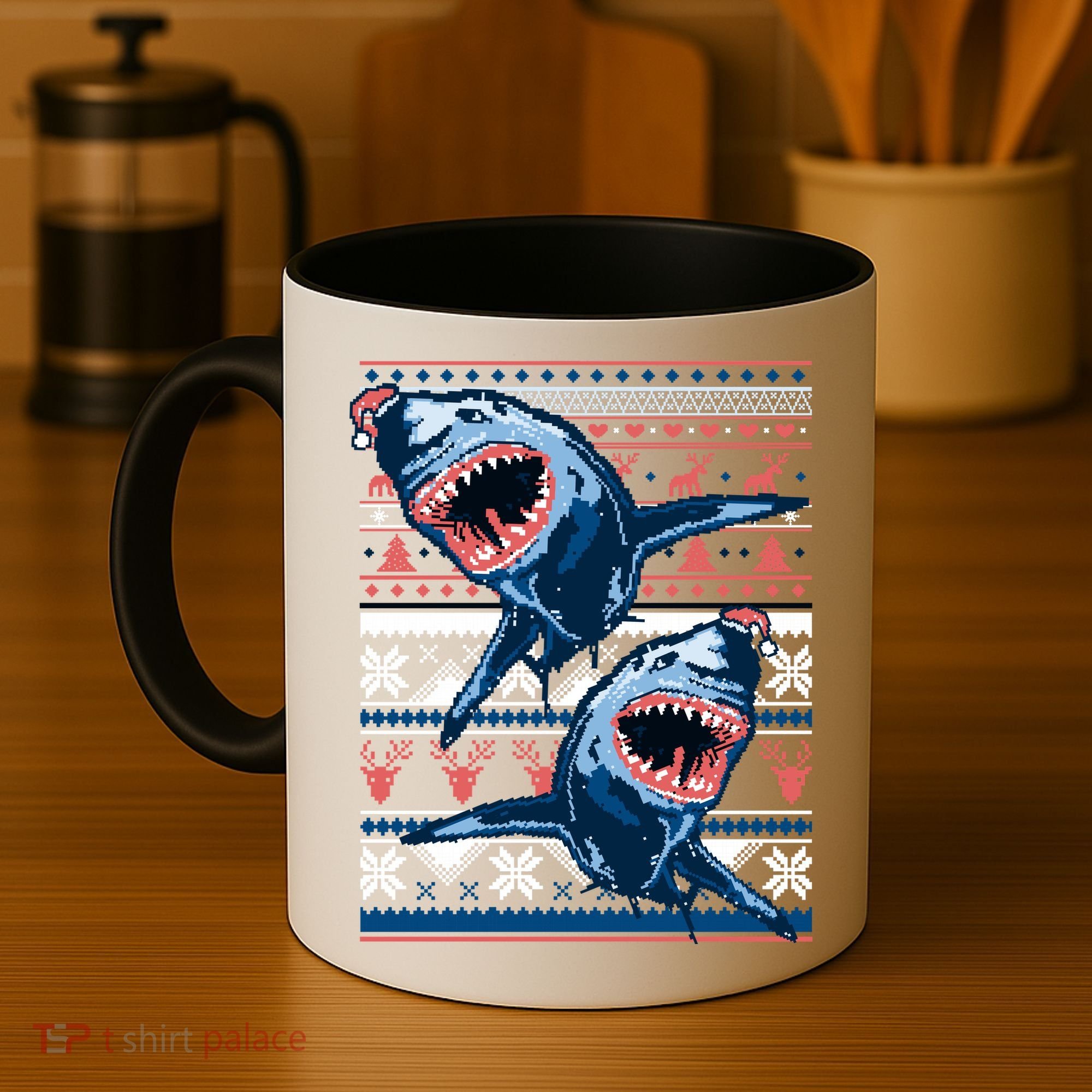 Santa Shark Ugly Christmas Sweater Coffee Mug