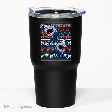 Santa Shark Ugly Christmas Sweater Tumbler