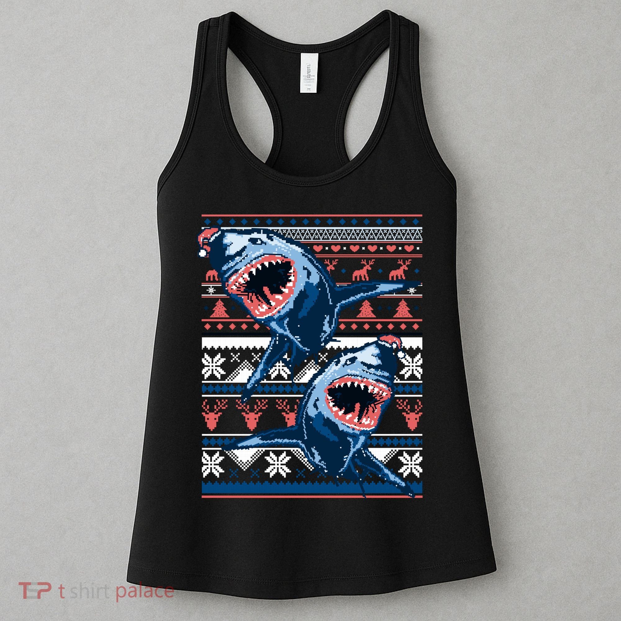 Santa Shark Ugly Christmas Sweater Women's Tank Top