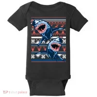 Santa Shark Ugly Christmas Sweater Baby Bodysuit thumb 0