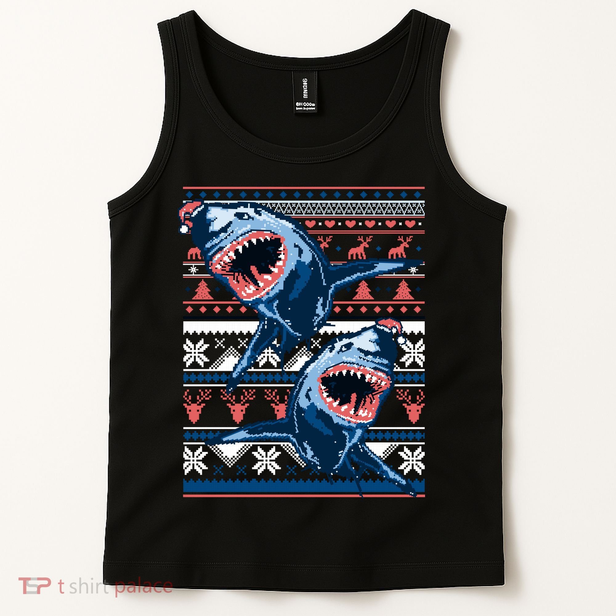 Santa Shark Ugly Christmas Sweater Tank Top