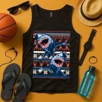 Santa Shark Ugly Christmas Sweater Tank Top thumb 4