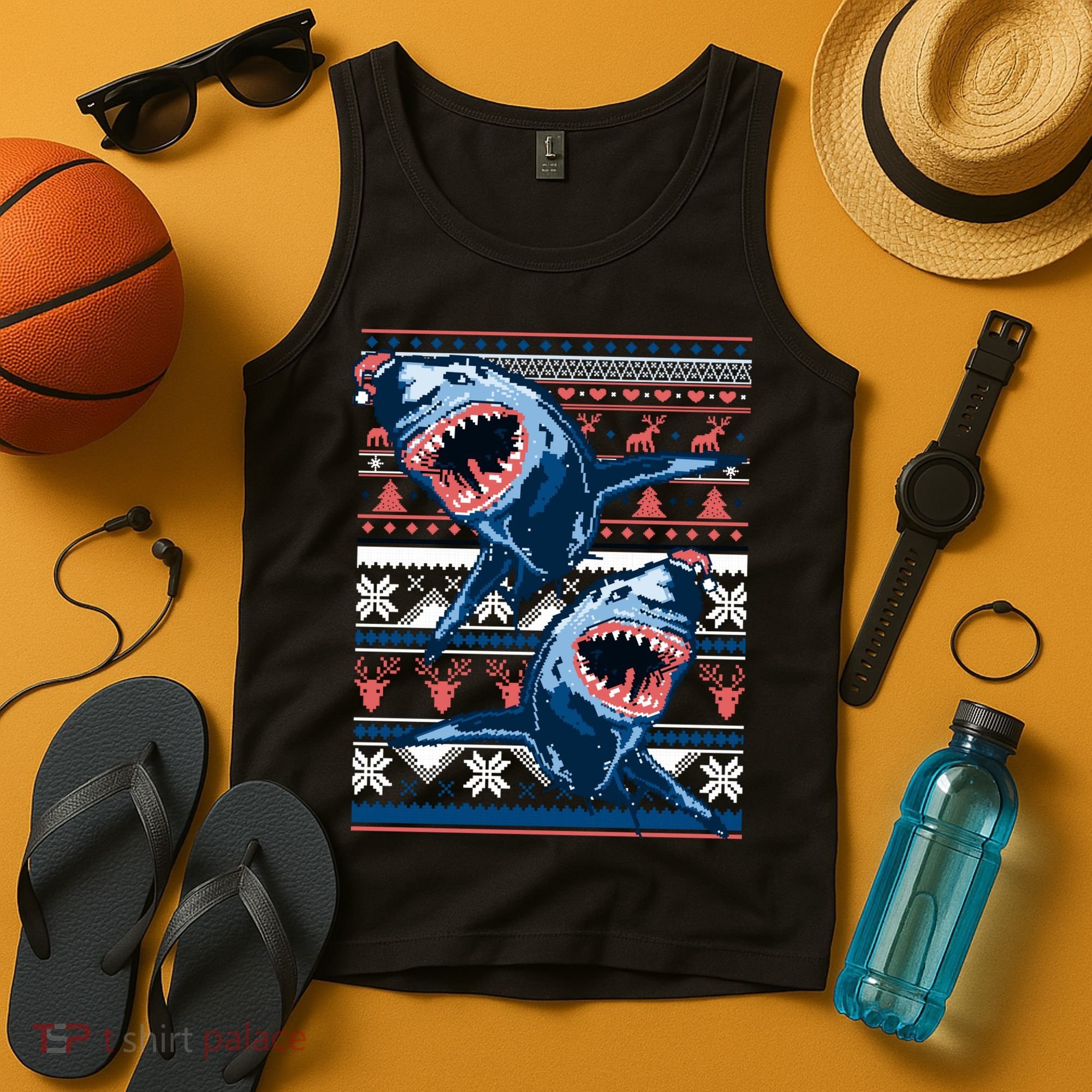 Santa Shark Ugly Christmas Sweater Tank Top