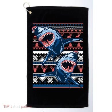 Santa Shark Ugly Christmas Sweater Golf Towel