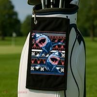 Santa Shark Ugly Christmas Sweater Golf Towel thumb 2