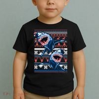 Santa Shark Ugly Christmas Sweater Toddler T-Shirt thumb 2