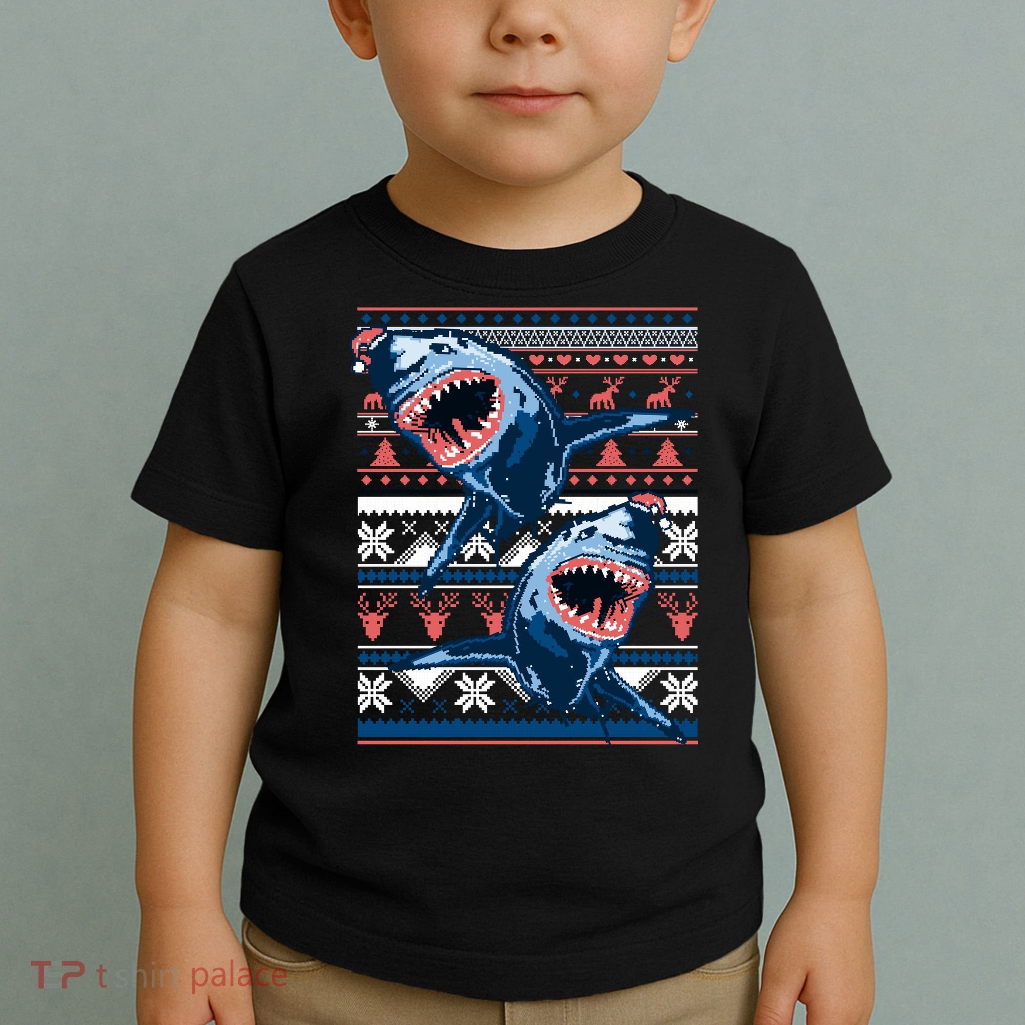 Santa Shark Ugly Christmas Sweater Toddler T-Shirt