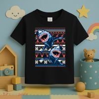 Santa Shark Ugly Christmas Sweater Toddler T-Shirt thumb 3