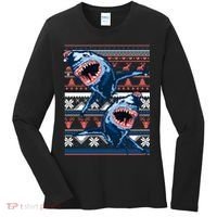 Santa Shark Ugly Christmas Sweater Women's Long Sleeve Shirt thumb 0