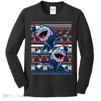 Santa Shark Ugly Christmas Sweater Kids Long Sleeve Shirt thumb 0