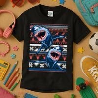 Santa Shark Ugly Christmas Sweater Kids T-Shirt thumb 3