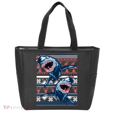 Santa Shark Ugly Christmas Sweater Tote Bag