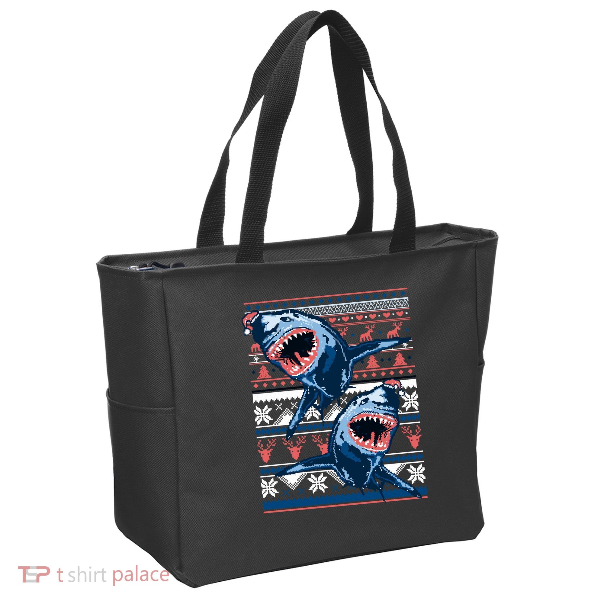 Santa Shark Ugly Christmas Sweater Tote Bag