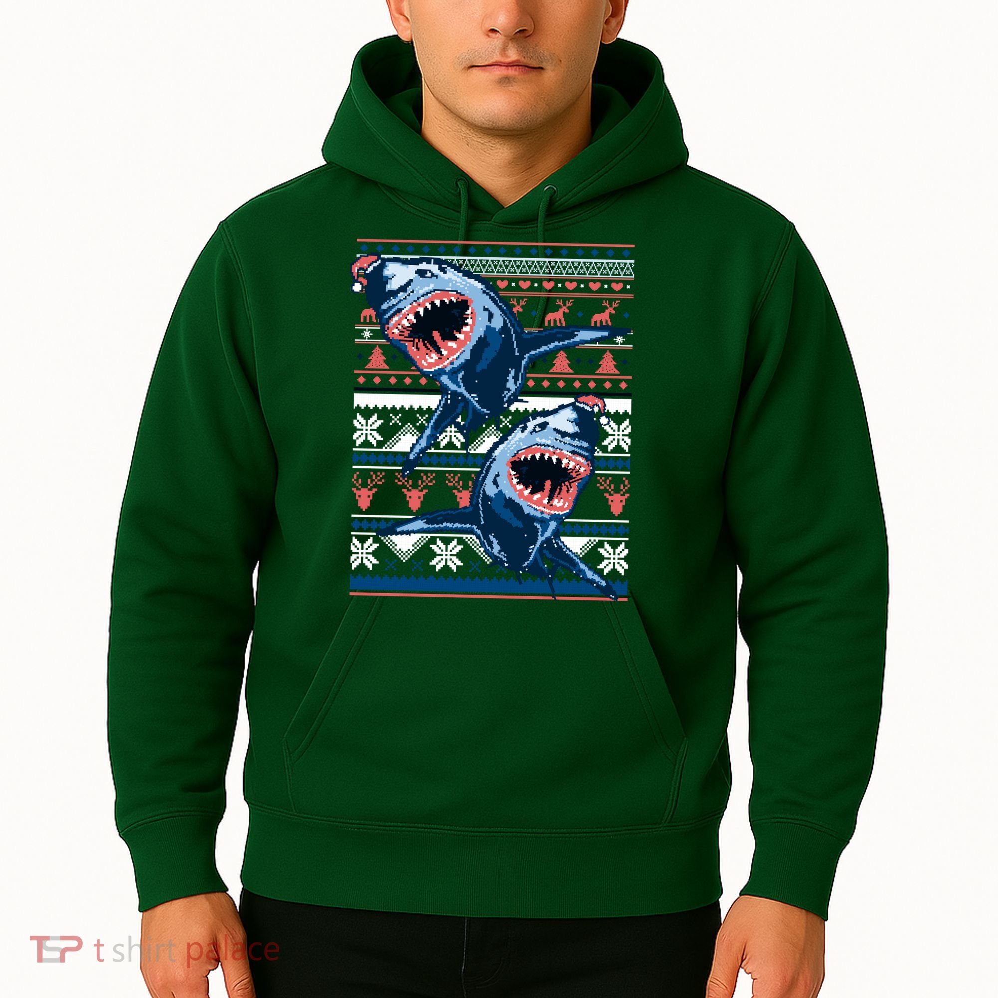 Santa Shark Ugly Christmas Sweater Hoodie