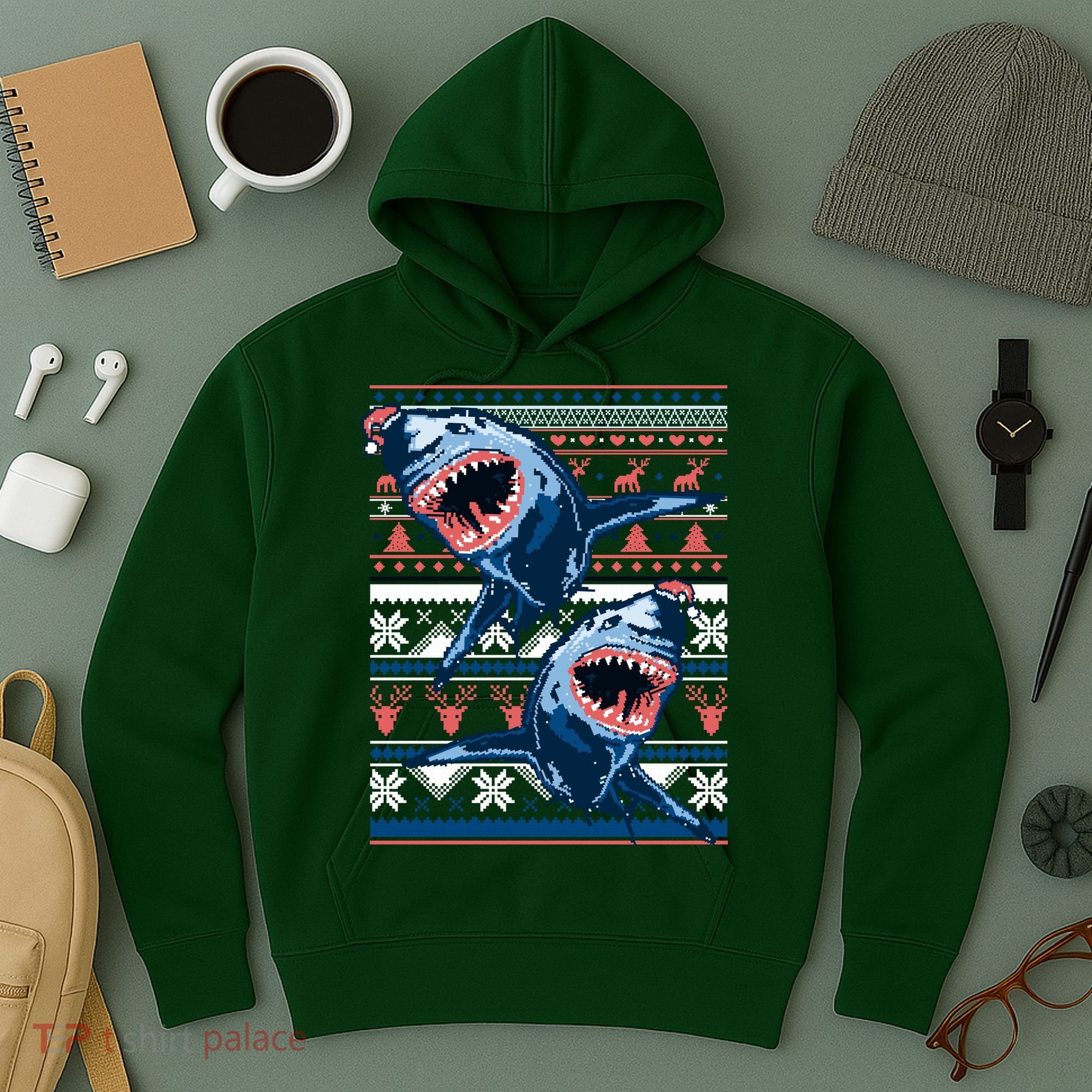 Santa Shark Ugly Christmas Sweater Hoodie