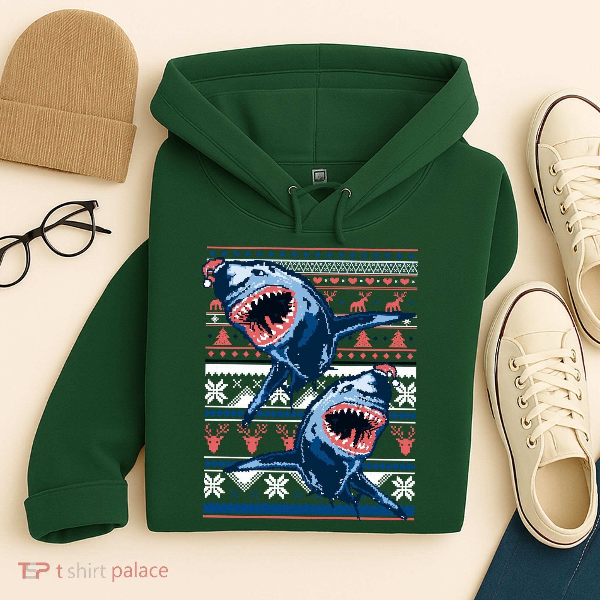 Santa Shark Ugly Christmas Sweater Hoodie