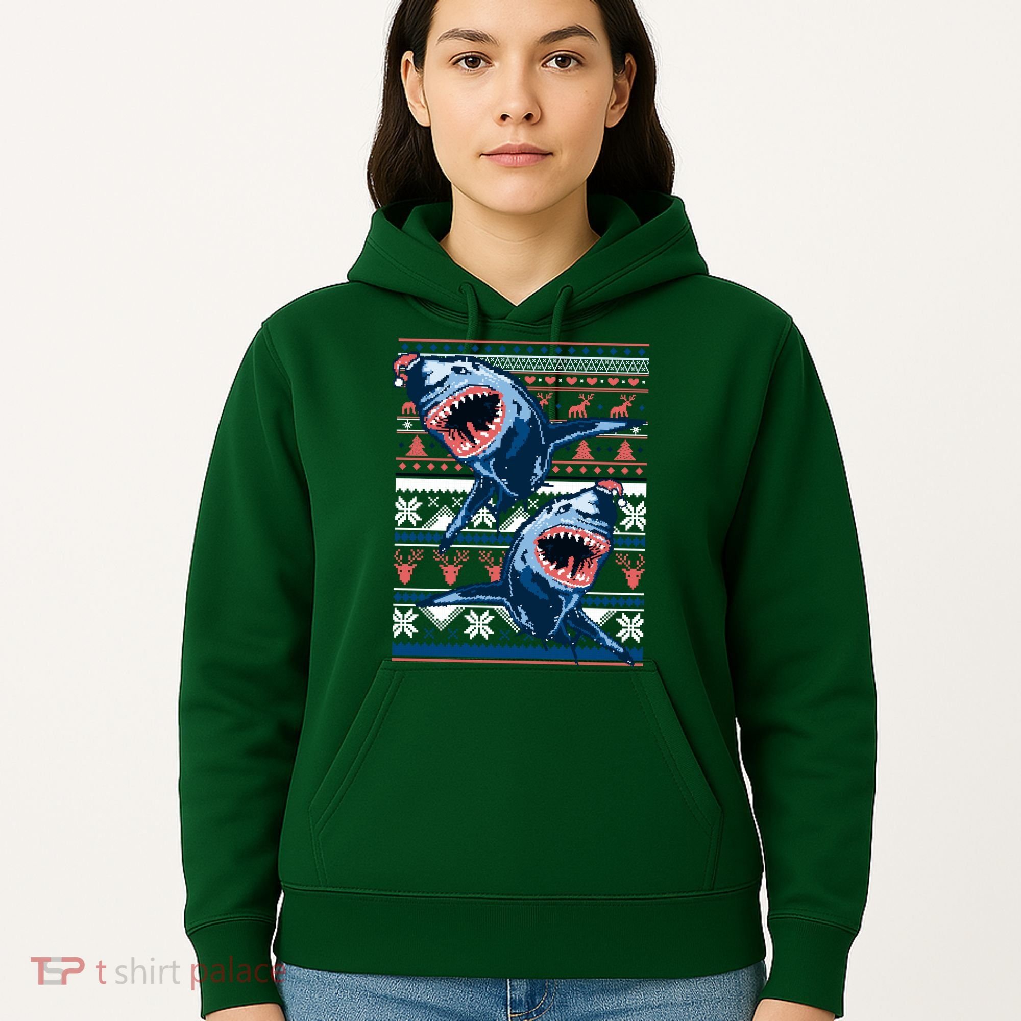 Santa Shark Ugly Christmas Sweater Hoodie