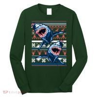 Santa Shark Ugly Christmas Sweater Long Sleeve Shirt thumb 0