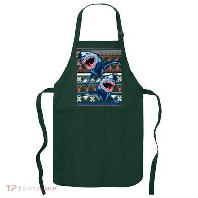 Santa Shark Ugly Christmas Sweater Apron