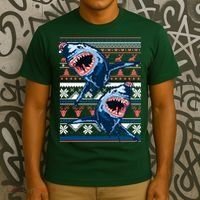 Santa Shark Ugly Christmas Sweater T-Shirt thumb 3