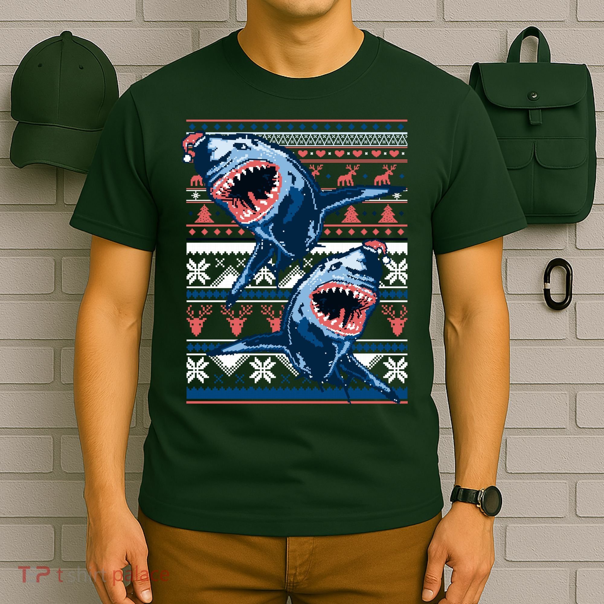 Santa Shark Ugly Christmas Sweater T-Shirt