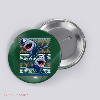 Santa Shark Ugly Christmas Sweater Button