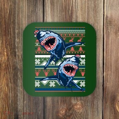 Santa Shark Ugly Christmas Sweater Coaster