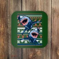 Santa Shark Ugly Christmas Sweater Coaster thumb 0