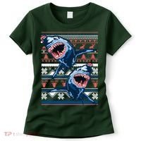 Santa Shark Ugly Christmas Sweater Women's T-Shirt thumb 0