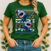 Santa Shark Ugly Christmas Sweater Women's T-Shirt thumb 2