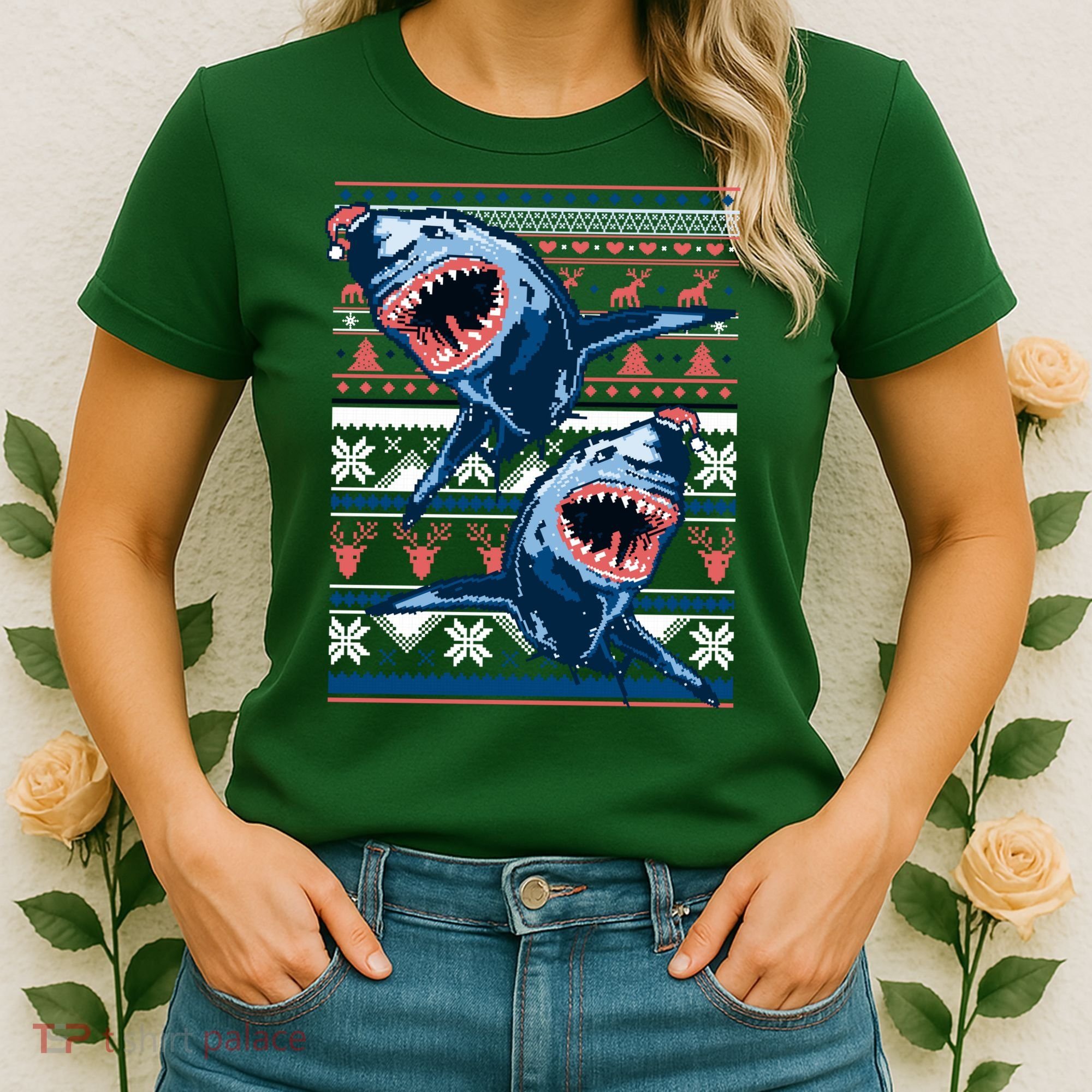 Santa Shark Ugly Christmas Sweater Women's T-Shirt