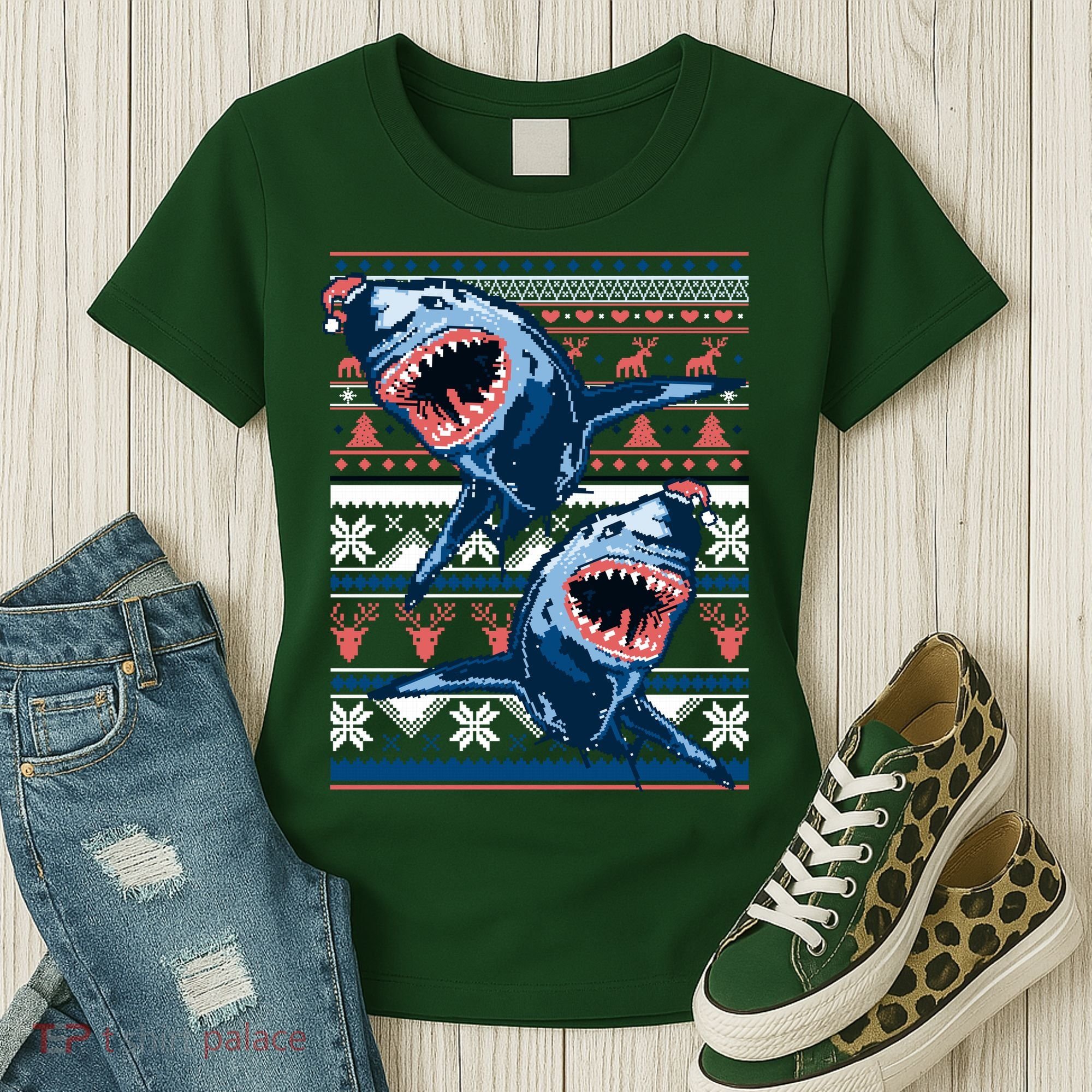 Santa Shark Ugly Christmas Sweater Women's T-Shirt