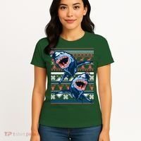 Santa Shark Ugly Christmas Sweater Women's T-Shirt thumb 4