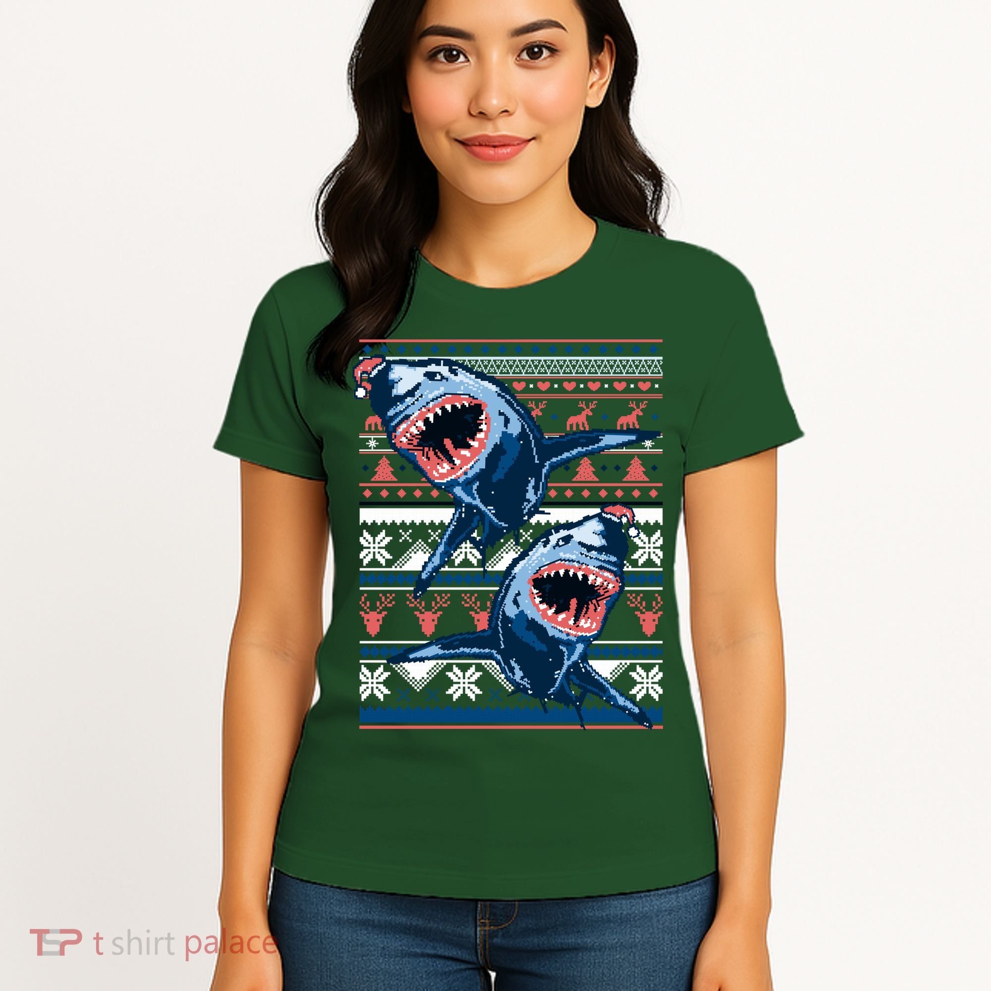 Santa Shark Ugly Christmas Sweater Women's T-Shirt