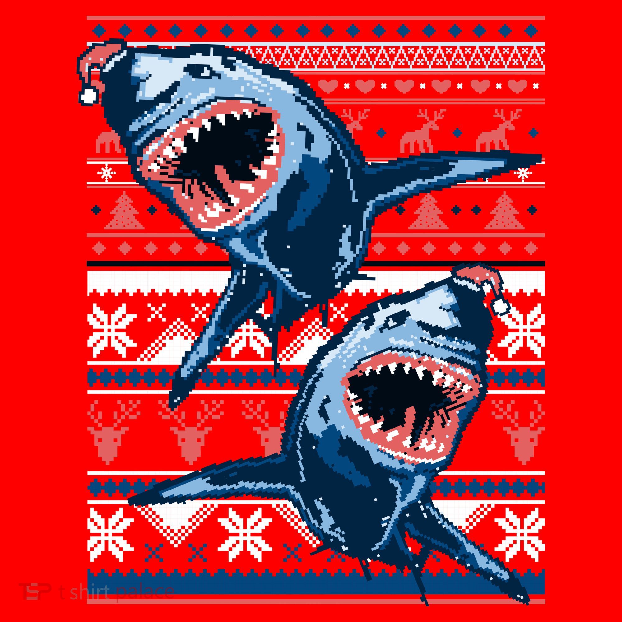 Santa Shark Ugly Christmas Sweater Santa Hat