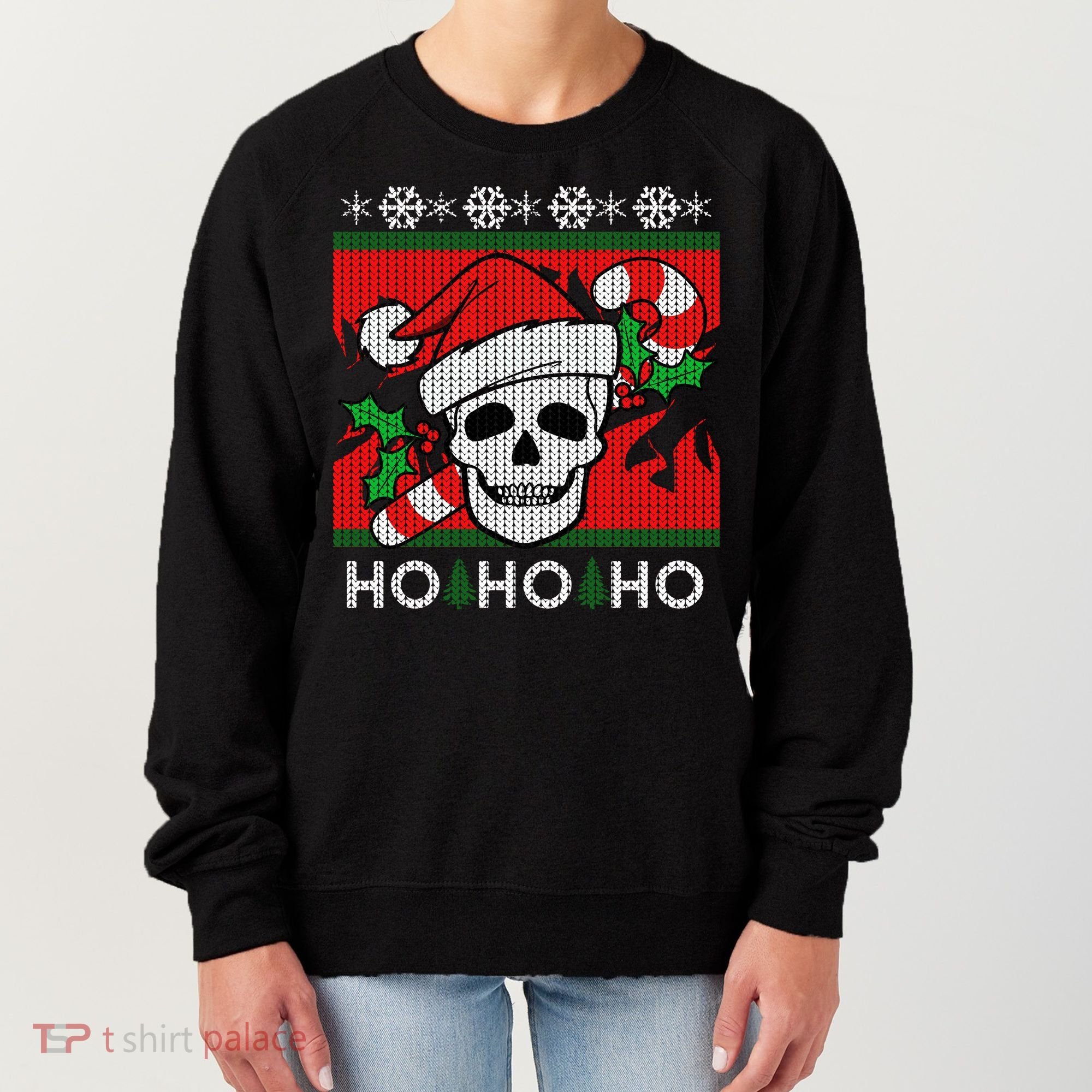 Santa Skull Candy Cane Ugly Christmas Sweater Women's Sweatshirt