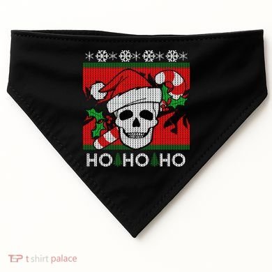 Santa Skull Candy Cane Ugly Christmas Sweater USA-Made Doggie Bandana