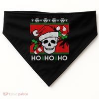 Santa Skull Candy Cane Ugly Christmas Sweater USA-Made Doggie Bandana thumb 0